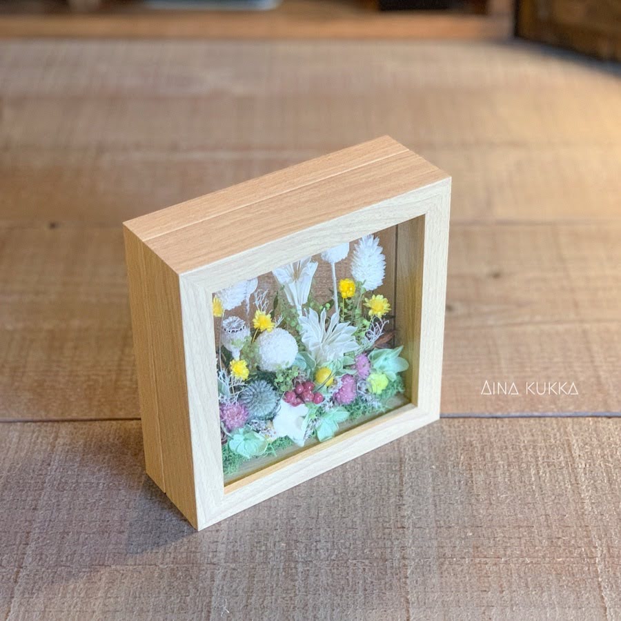 [ガラスフレームアレンジ]ナチュラルガーデン/プリザーブド×ドライフラワー